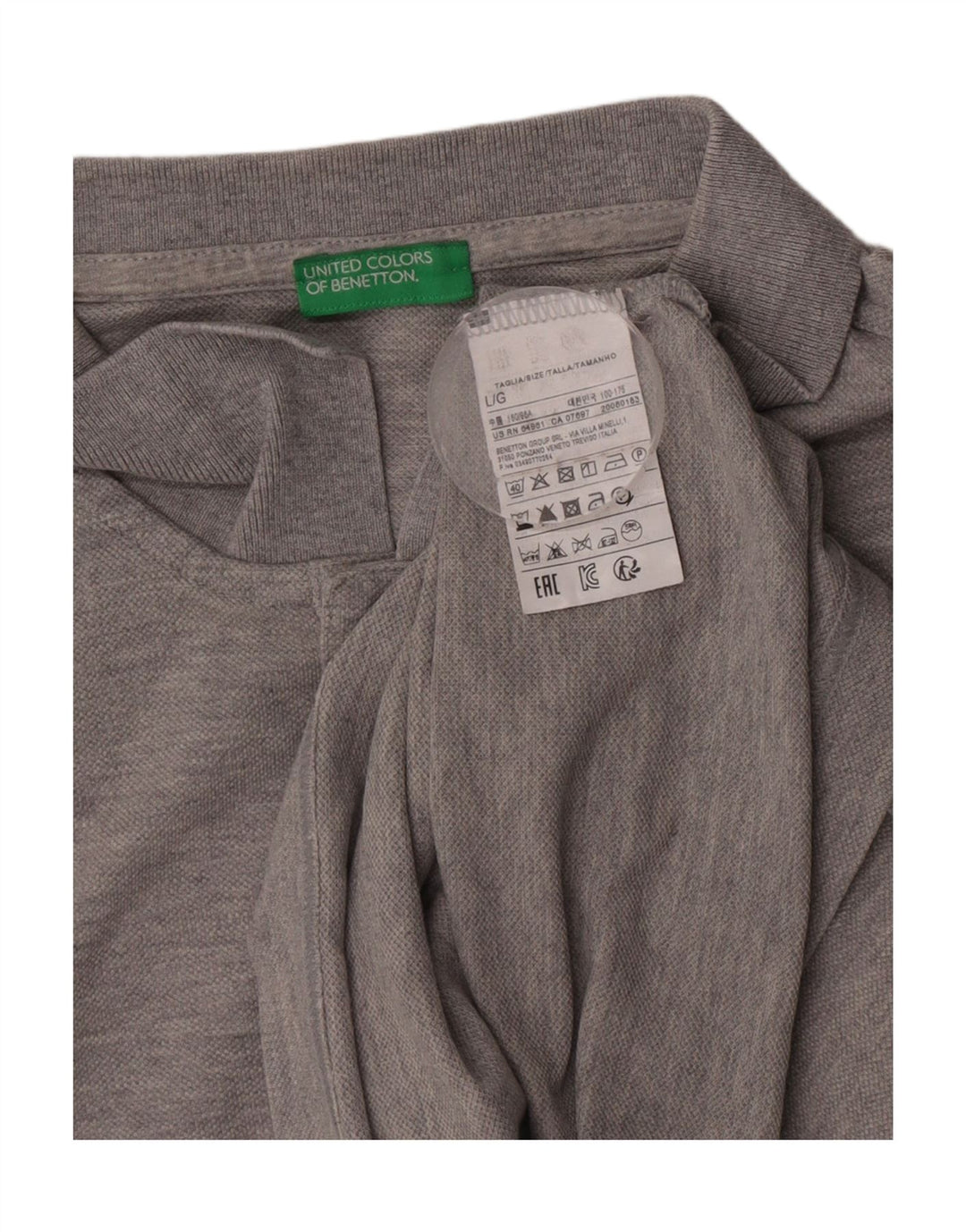 Benetton Mens Polo Shirt Large Grey Cotton