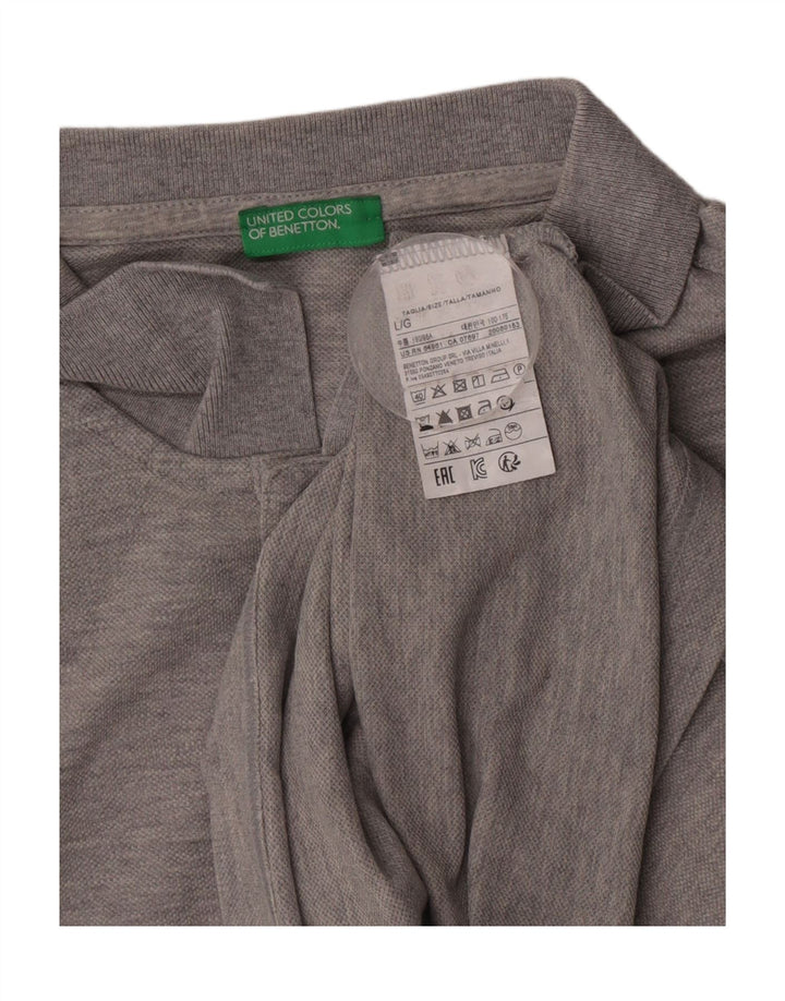 Benetton Mens Polo Shirt Large Grey Cotton