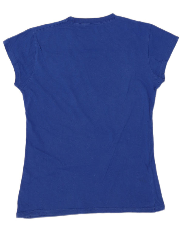 Hard Rock Cafe Womens Berlin Graphic T-Shirt Top UK 12 Medium Blue Cotton