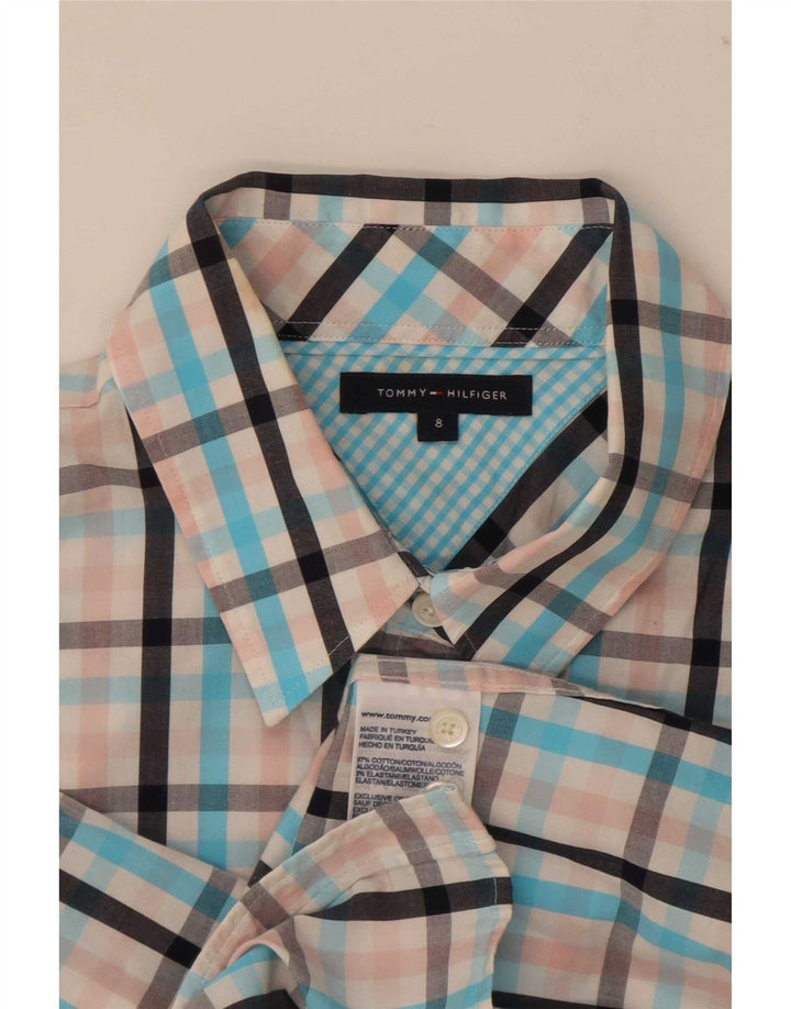 Tommy Hilfiger Womens Short Sleeve Shirt US 8 Medium Multicoloured Gingham