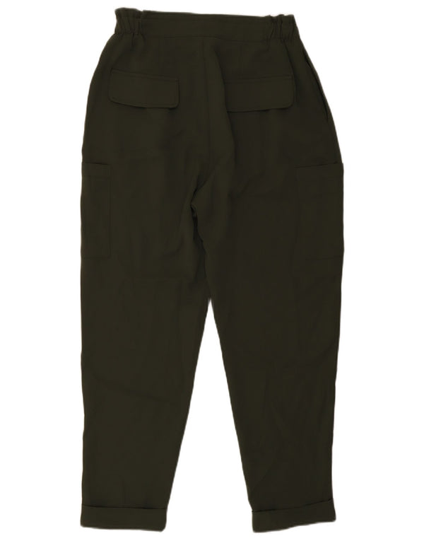 Zara Womens High Waist Pegged Cargo Trousers EU 38 Small W28 L26 Green