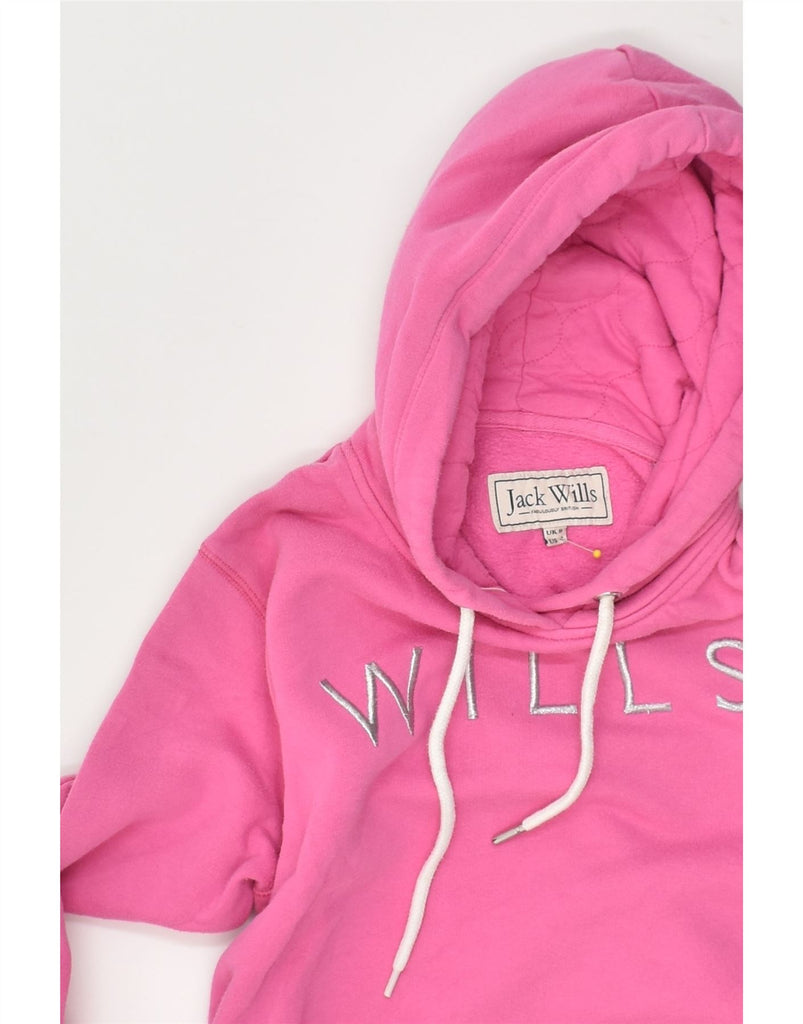 JACK WILLS Womens Graphic Zip Hoodie Sweater UK 8 Small Pink Cotton | Vintage Jack Wills | Thrift | Second-Hand Jack Wills | Used Clothing | Messina Hembry 