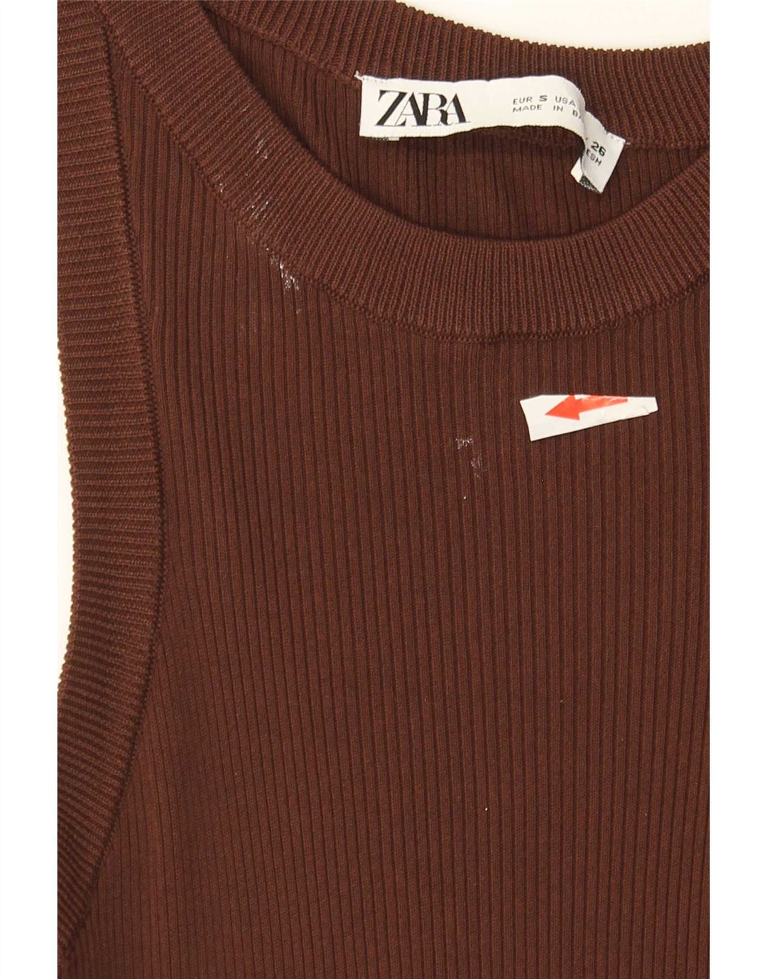 Zara Womens Vest Top UK 8 Small Brown Viscose