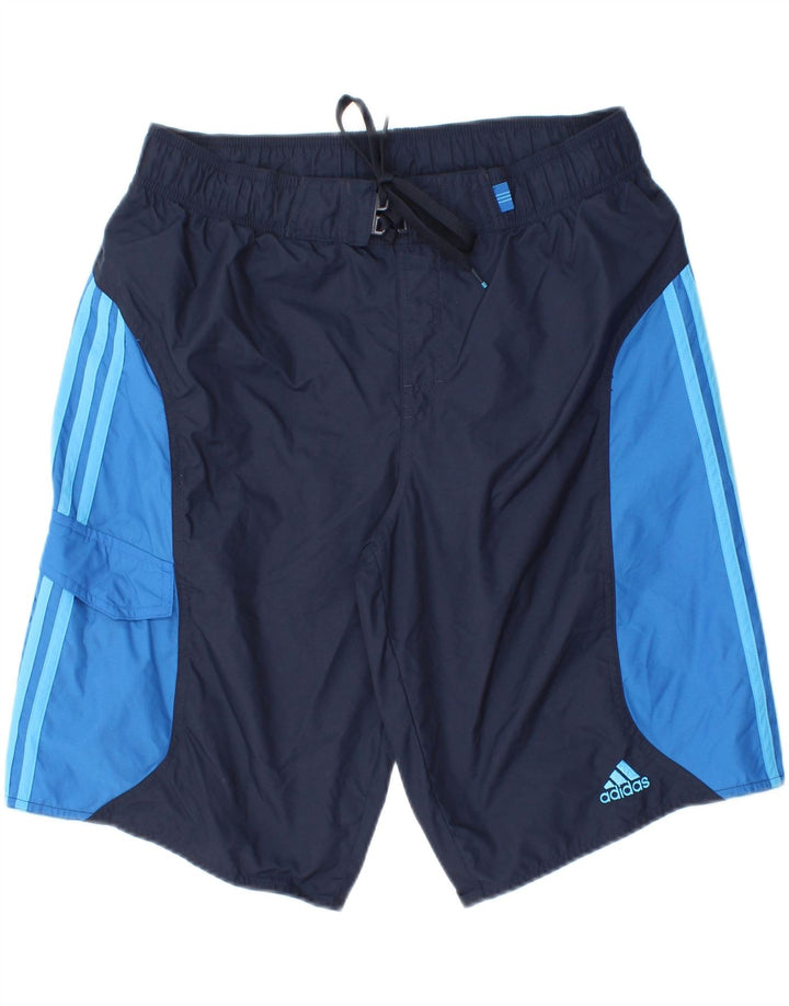 ADIDAS Mens Swimming Shorts Medium Navy Blue Colourblock Polyamide