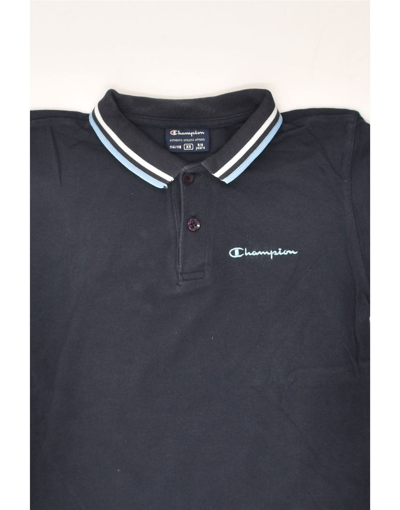 CHAMPION Boys Polo Shirt 5-6 Years XS Navy Blue Cotton | Vintage Champion | Thrift | Second-Hand Champion | Used Clothing | Messina Hembry 