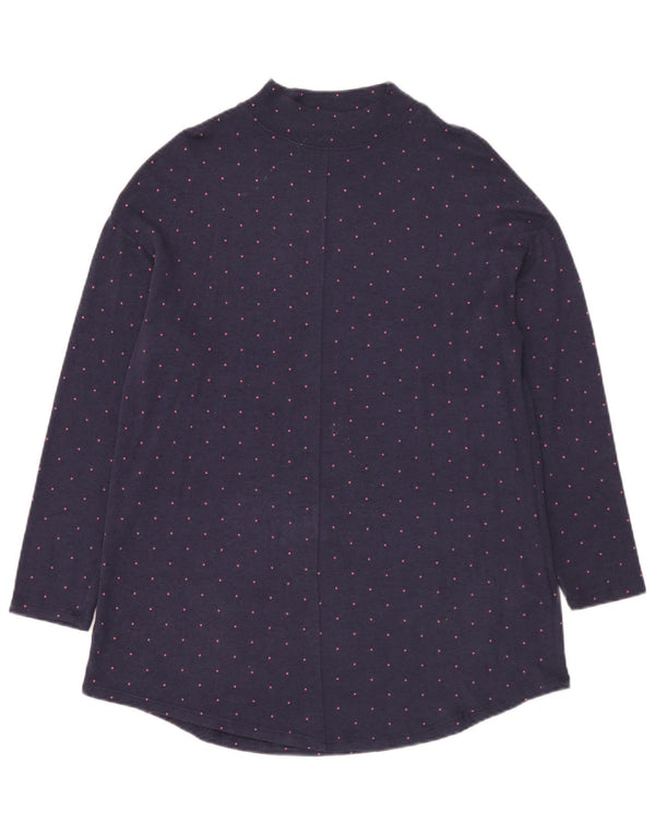 Marks & Spencer Womens Top Long Sleeve UK 14 Large Navy Blue Spotted