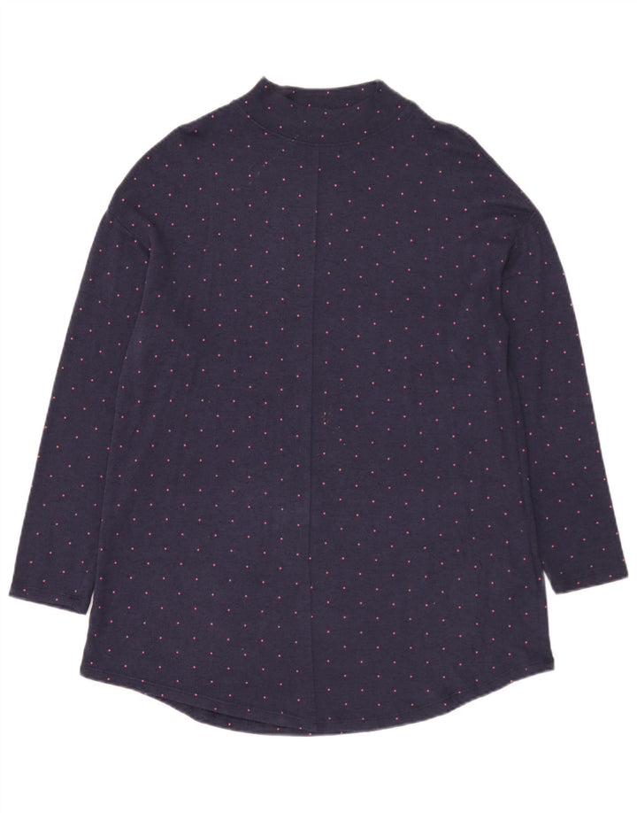 Marks & Spencer Womens Top Long Sleeve UK 14 Large Navy Blue Spotted