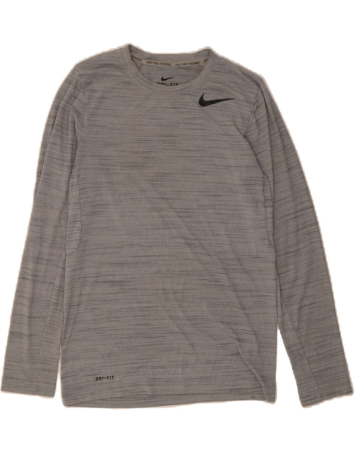NIKE Mens Dri Fit Top Long Sleeve Small Grey Pinstripe Polyester Vintage Nike and Second-Hand Nike from Messina Hembry 