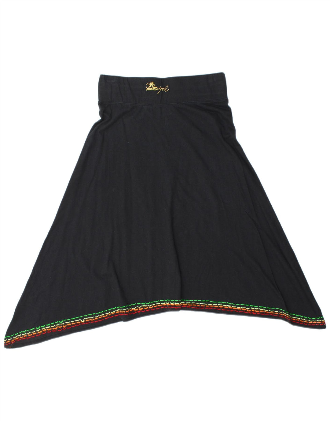 Desigual Womens Graphic Asymmetrical Skirt Medium W28  Black Floral Cotton