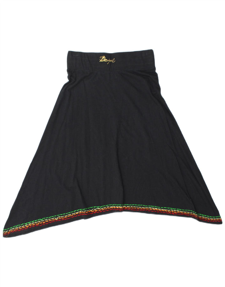 Desigual Womens Graphic Asymmetrical Skirt Medium W28  Black Floral Cotton