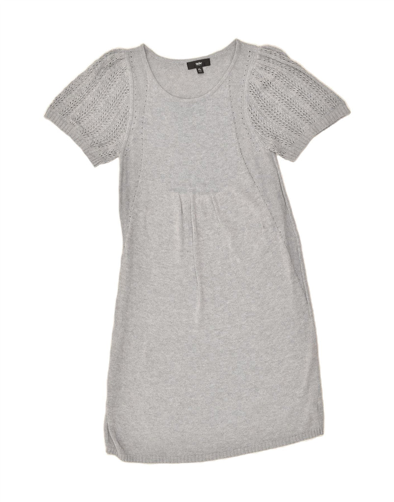 MOSSIMO Womens Slim Short Sleeves Jumper Dress UK 18 XL Grey Cotton | Vintage Mossimo | Thrift | Second-Hand Mossimo | Used Clothing | Messina Hembry 