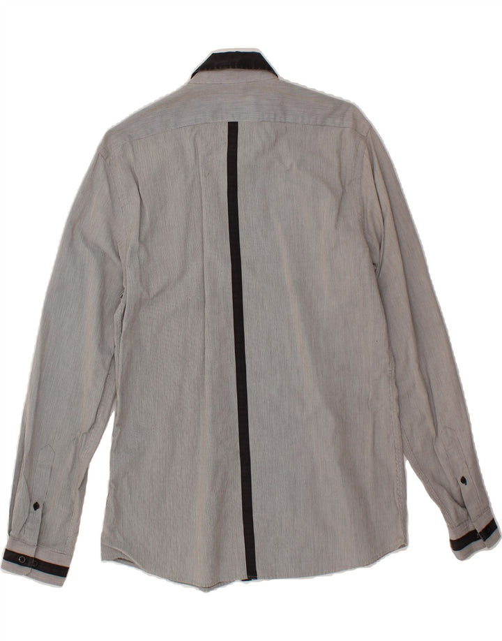 JULES Mens Slim Shirt Size 43/44 Small Grey Cotton Vintage Jules and Second-Hand Jules from Messina Hembry 