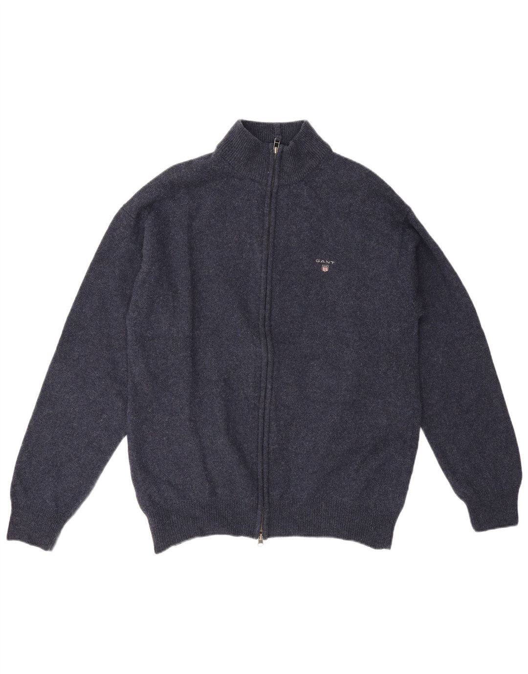 Gant Mens Cardigan Sweater XL Navy Blue Lambswool