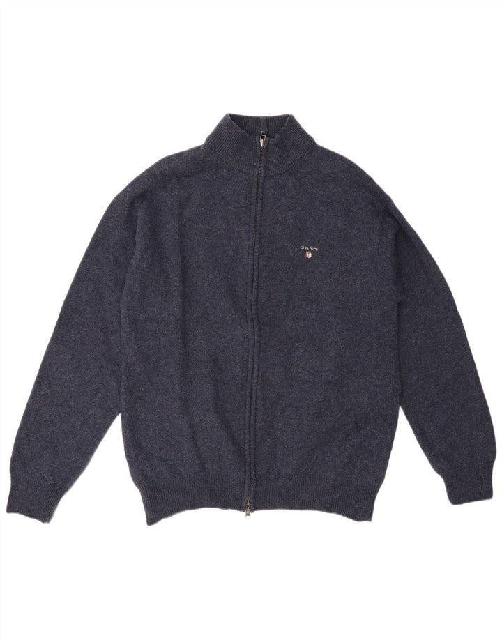 Gant Mens Cardigan Sweater XL Navy Blue Lambswool