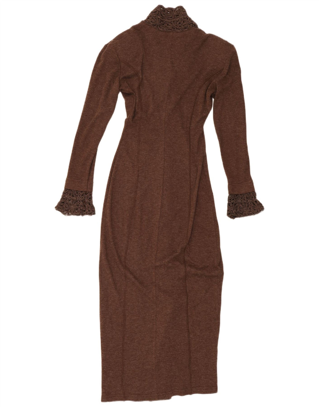 SPORT STAFF Womens Long Sleeve Maxi Dress UK 12 Medium Brown Acrylic