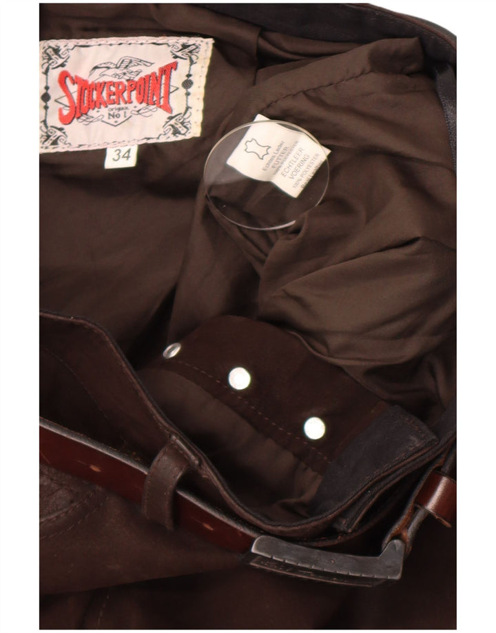 Stockerpoint Mens Straight Leather Trousers W34 L32 Brown Leather
