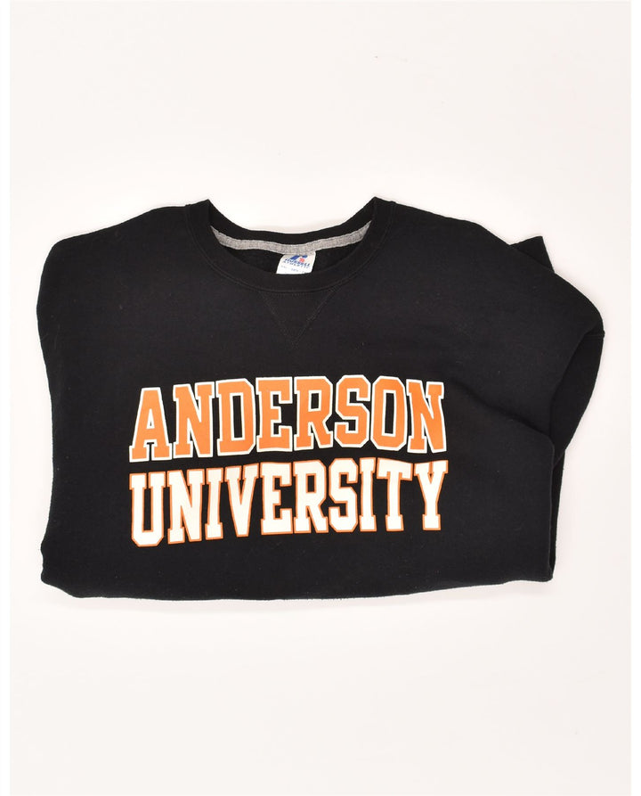 RUSSELL ATHLETIC Mens Graphic Sweatshirt Jumper 2XL Black Cotton Vintage Russell Athletic and Second-Hand Russell Athletic from Messina Hembry 