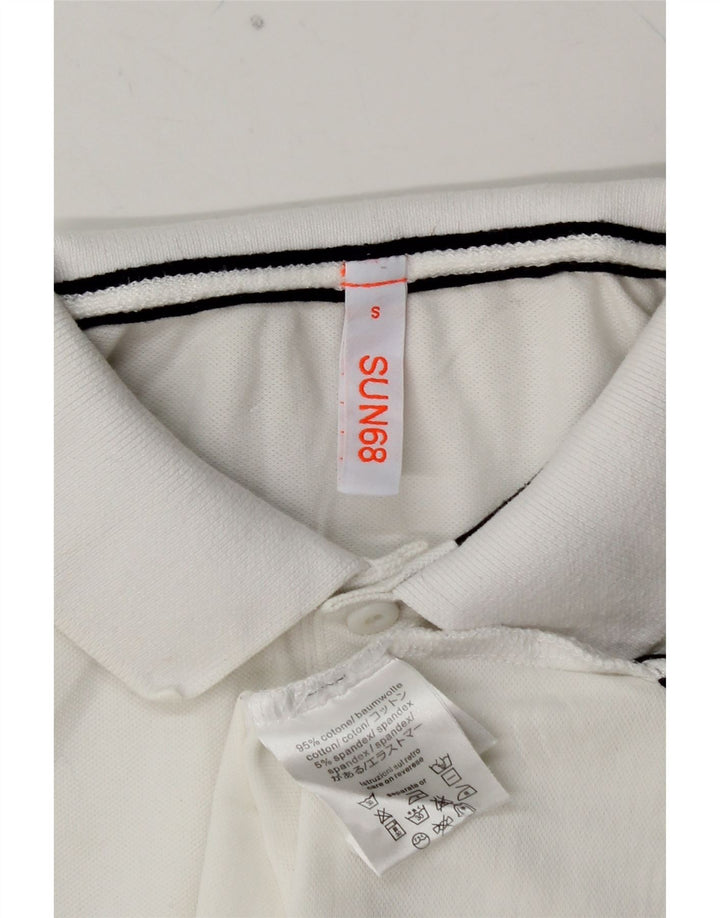 SUN68 Mens Polo Shirt Small White Spotted Cotton