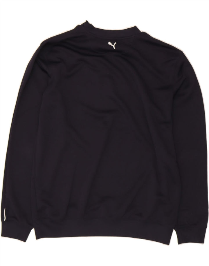 PUMA Mens Graphic Sweatshirt Jumper Large Navy Blue Polyester Vintage Puma and Second-Hand Puma from Messina Hembry 