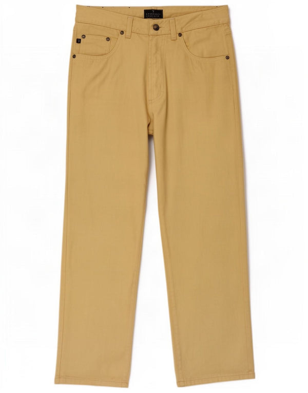 Trussardi Womens Straight Casual Trousers W32 L27 Yellow Cotton