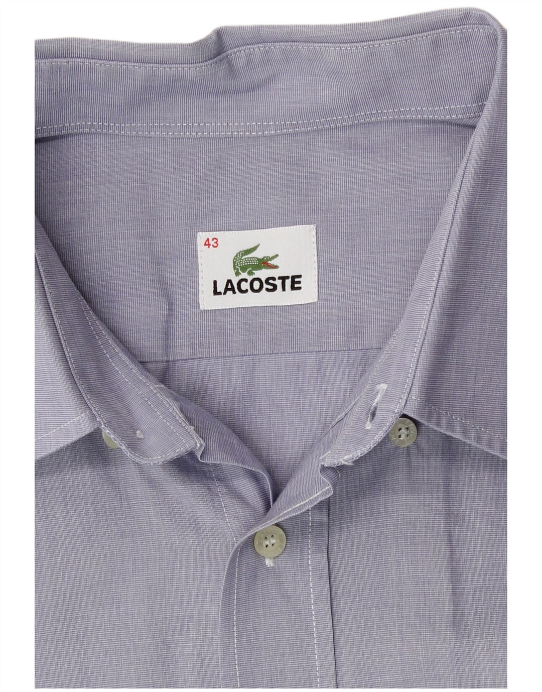 Lacoste Mens Short Sleeve Shirt Size 43 Large Blue Cotton