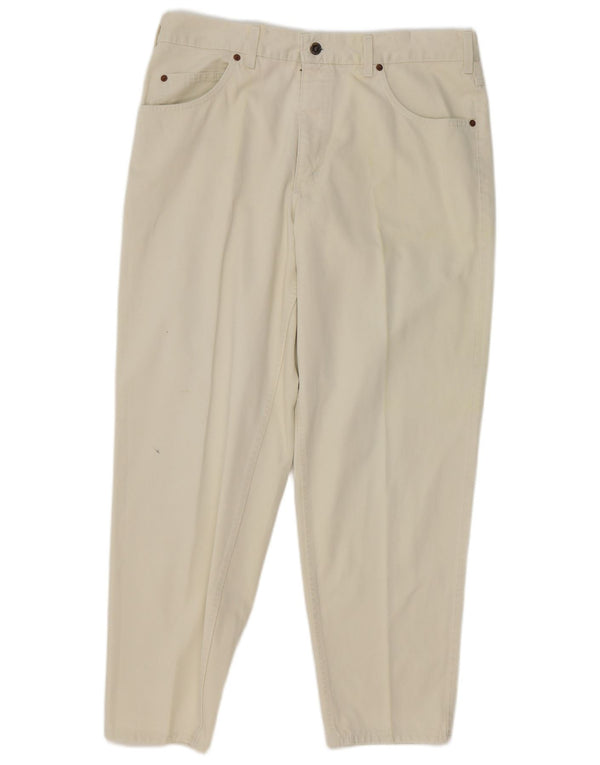 Mustang Mens Tapered Casual Trousers W34 L29 Off White