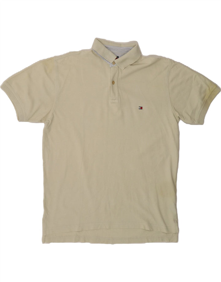 TOMMY HILFIGER Mens Polo Shirt Large Yellow Cotton Vintage Tommy Hilfiger and Second-Hand Tommy Hilfiger from Messina Hembry 