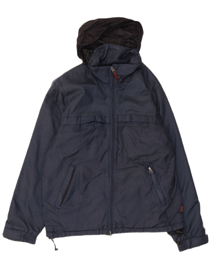 Invicta Mens Hooded Windbreaker Jacket UK 38 Medium Navy Blue Polyamide