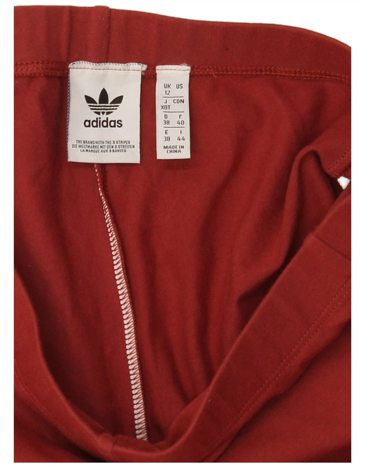 Adidas Womens Graphic Leggings UK 12 Medium Burgundy