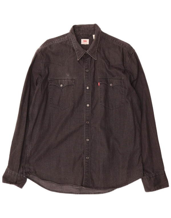 Levi's Mens Denim Shirt XL Black Cotton