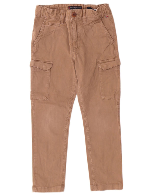 Tommy Hilfiger Boys Slim Fit Cargo Trousers 6-7 Years W22 L19 Beige Cotton