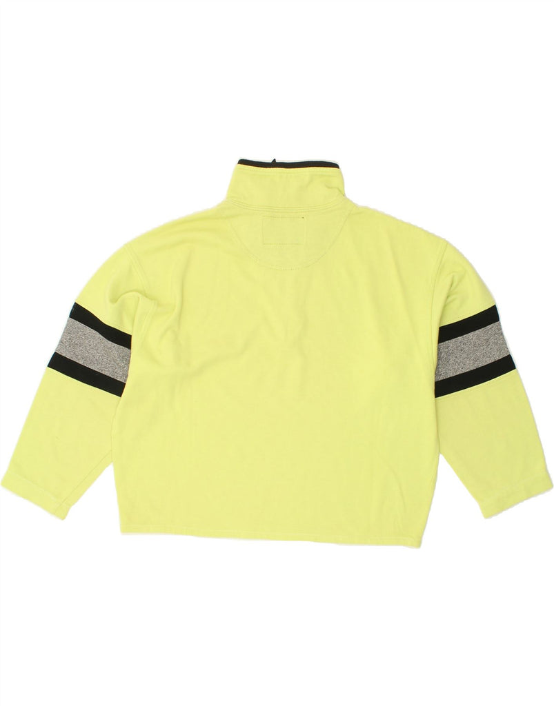 CHAMPION Womens Graphic Zip Neck Sweatshirt Jumper UK 16 Large Yellow Vintage Champion and Second-Hand Champion from Messina Hembry 