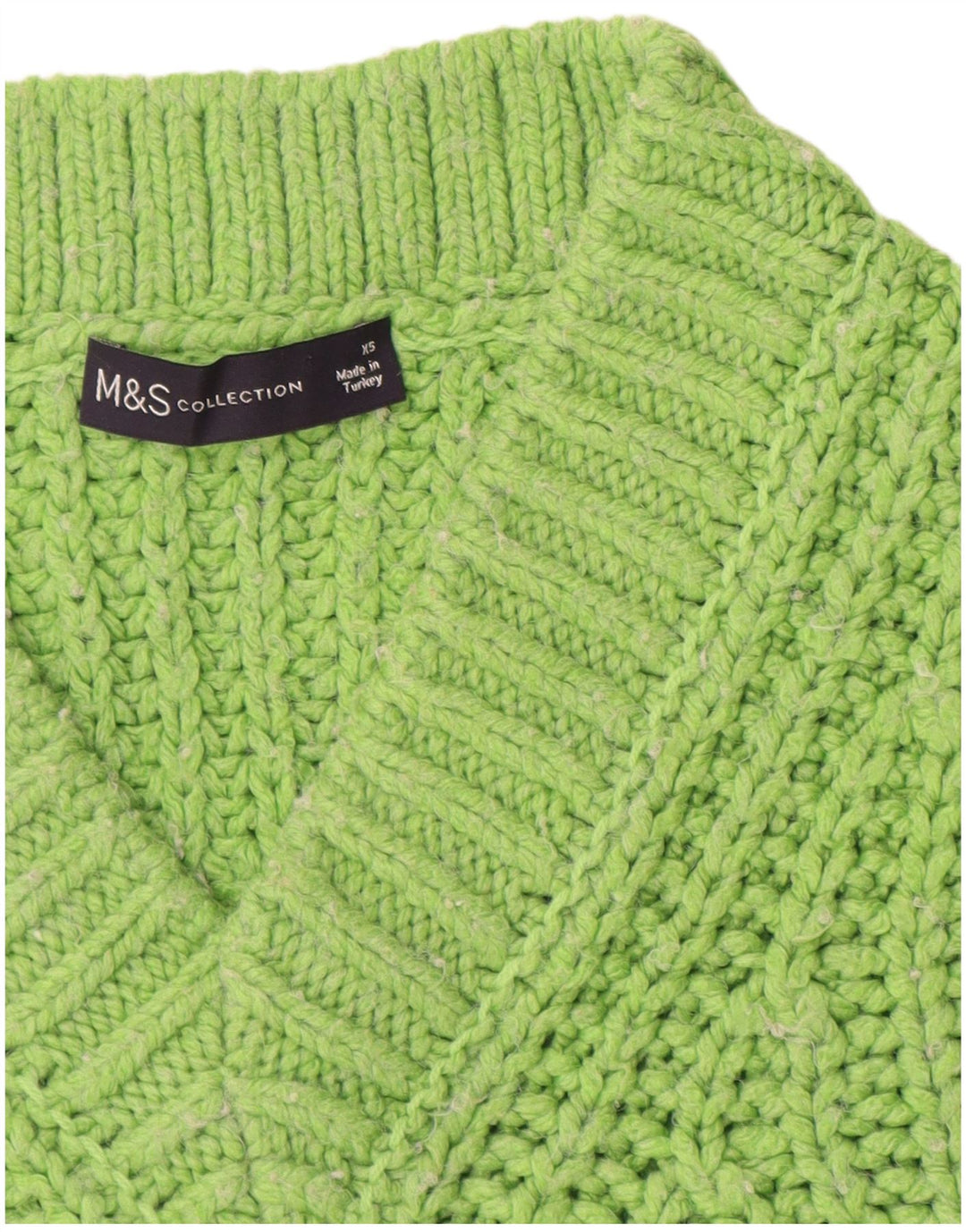 Marks & Spencer Womens Crop Oversized V-Neck Jumper Sweater UK 6 XS Green