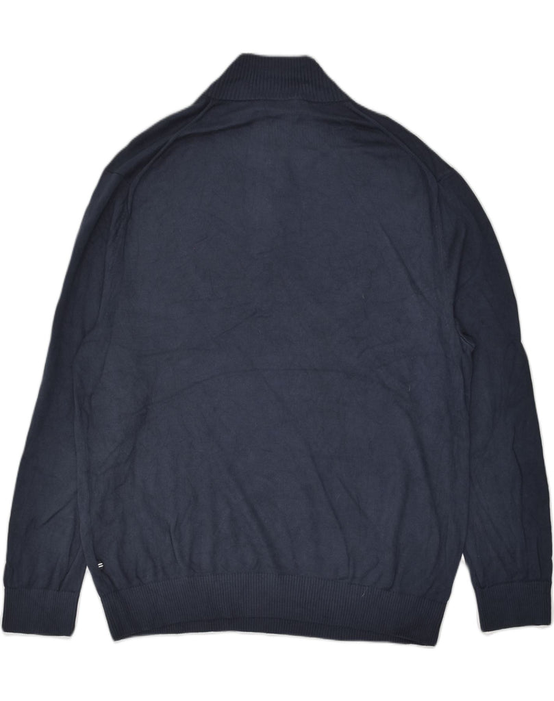 NAUTICA Mens Zip Neck Jumper Sweater 2XL Navy Blue Cotton | Vintage Nautica | Thrift | Second-Hand Nautica | Used Clothing | Messina Hembry 