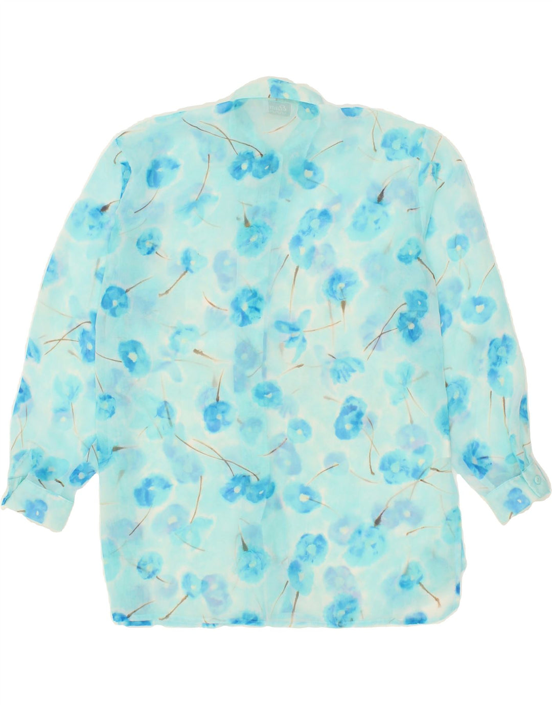 ETAM Womens Longline Shirt Blouse UK 14 Medium Blue Floral Vintage Etam and Second-Hand Etam from Messina Hembry 