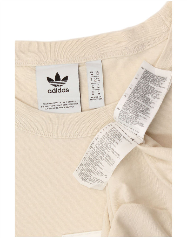 Adidas Mens T-Shirt Top Medium Off White Cotton