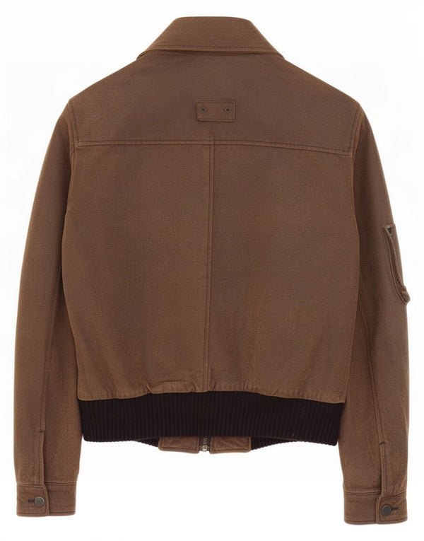 Basic Mens Suede Bomber Jacket IT 50 Large Brown Leather