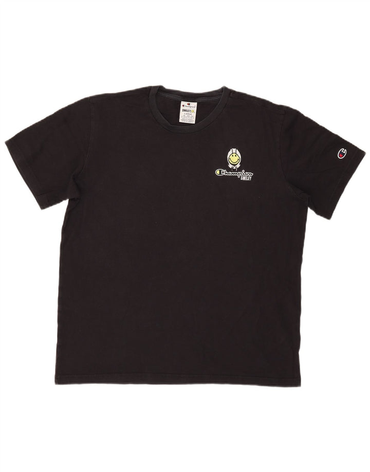 Champion Mens Smiley Graphic T-Shirt Top Large Black