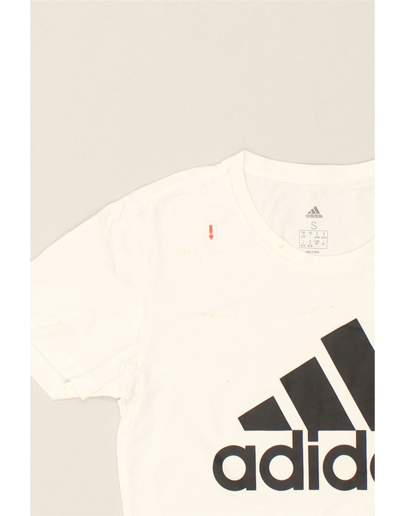 ADIDAS Womens Graphic T-Shirt Top UK 10 Small White Cotton | Vintage Adidas | Thrift | Second-Hand Adidas | Used Clothing | Messina Hembry 