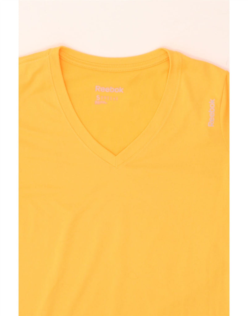 REEBOK Womens T-Shirt Top UK 10 Small Orange Polyester | Vintage Reebok | Thrift | Second-Hand Reebok | Used Clothing | Messina Hembry 