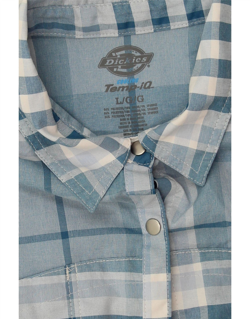 DICKIES Womens Short Sleeve Shirt UK 16 Large Blue Check Polyester Vintage Dickies and Second-Hand Dickies from Messina Hembry 