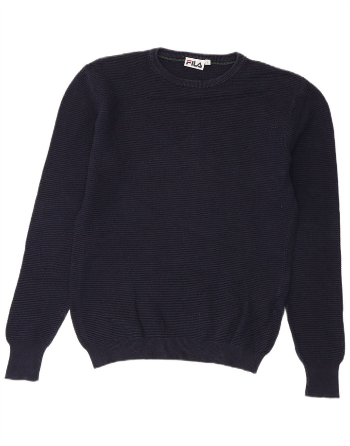 FILA Mens Crew Neck Jumper Sweater Small Navy Blue Cotton