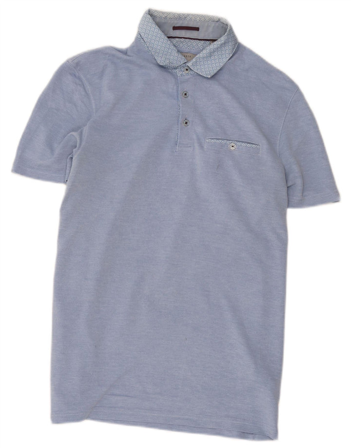 Ted Baker Mens Polo Shirt Size 3 Medium Blue Modal