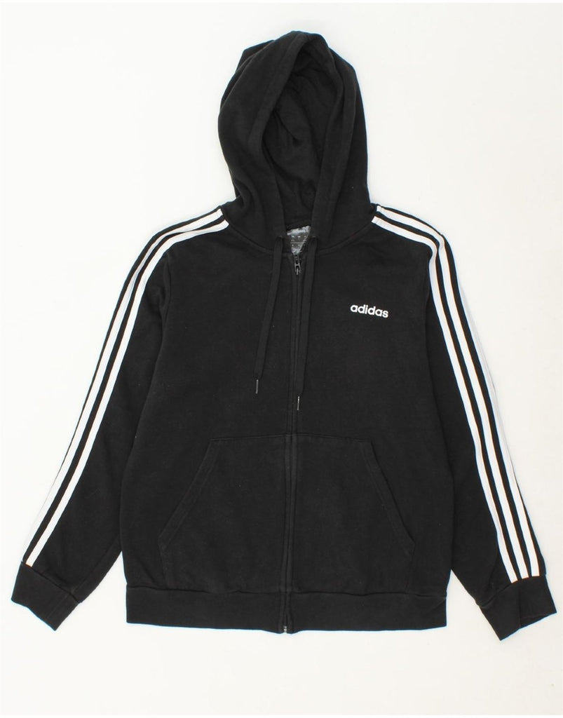 ADIDAS Womens Zip Hoodie Sweater UK 16/18 Large Black Cotton Vintage Adidas and Second-Hand Adidas from Messina Hembry 