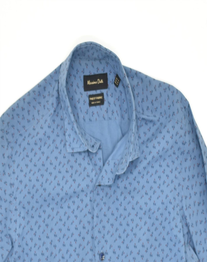 MASSIMO DUTTI Mens Shirt Medium Blue Floral Cotton | Vintage | Thrift | Second-Hand | Used Clothing | Messina Hembry 