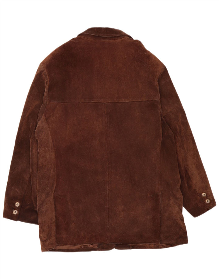 Vintage Womens Oversized Windbreaker Jacket UK 14 Medium Brown Leather