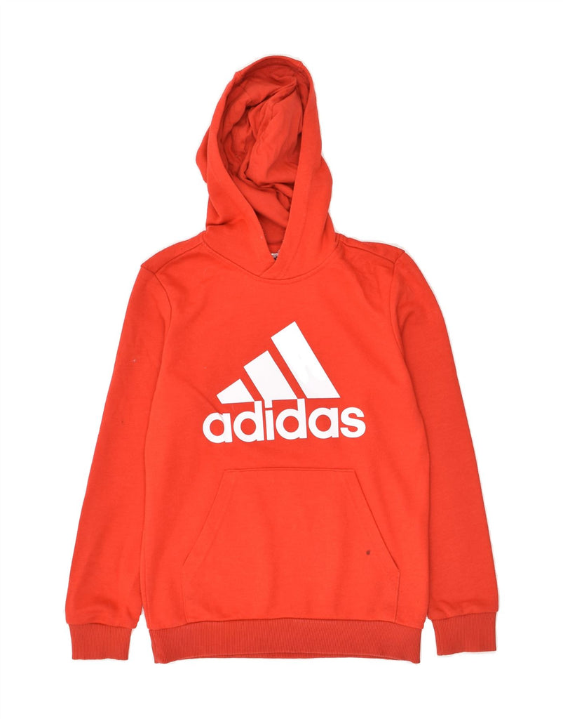 ADIDAS Boys Graphic Hoodie Jumper 9-10 Years Red Cotton | Vintage Adidas | Thrift | Second-Hand Adidas | Used Clothing | Messina Hembry 