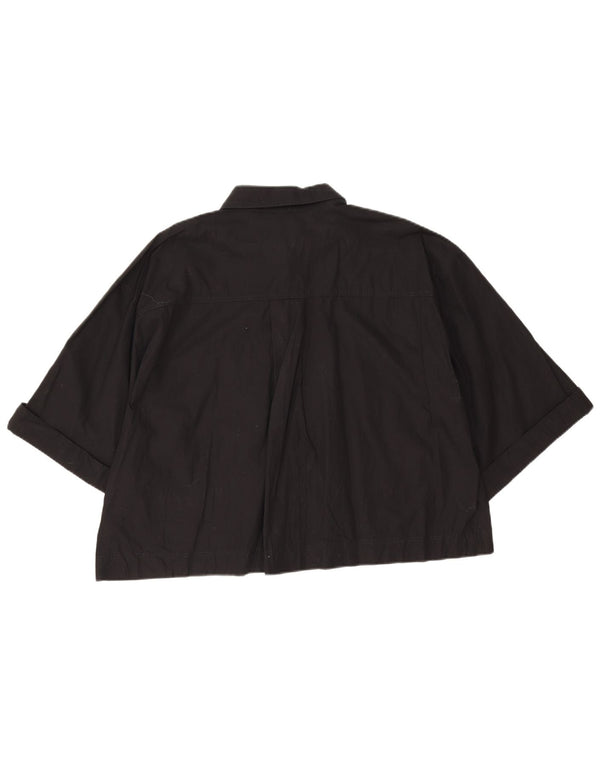 Zara Womens Crop Short Sleeve Shirt UK 18 XL Black