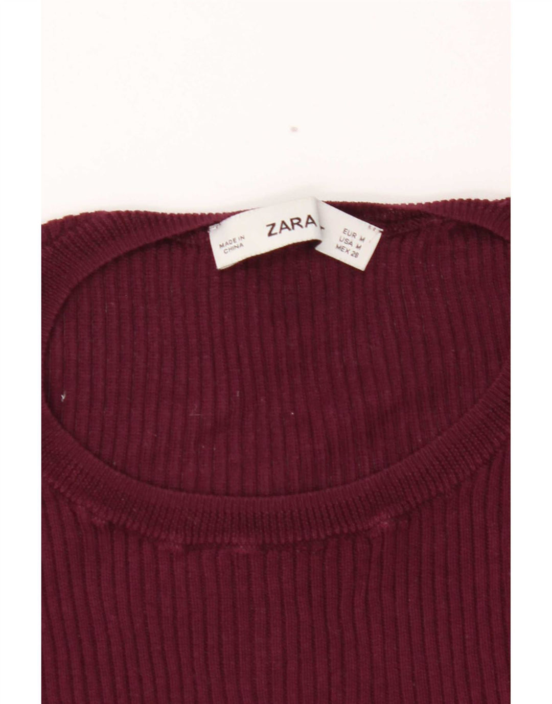 Zara Womens T-Shirt Top UK 12 Medium Burgundy