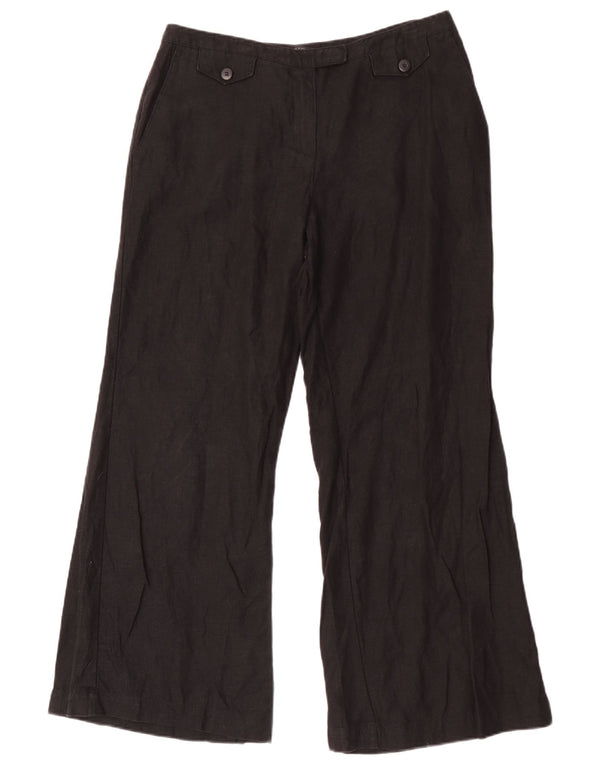 Marks & Spencer Womens Flare Casual Trousers UK 14 Large W32 L30 Black